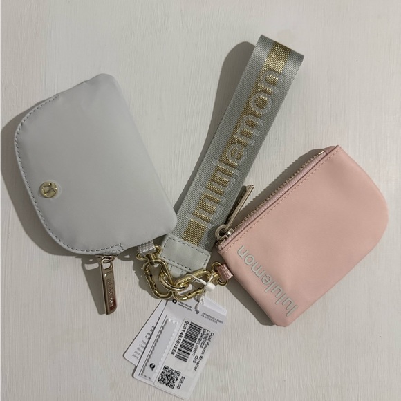 lululemon athletica Accessories - Lululemon Pink and Gray Dual Pouch Wristlet Set